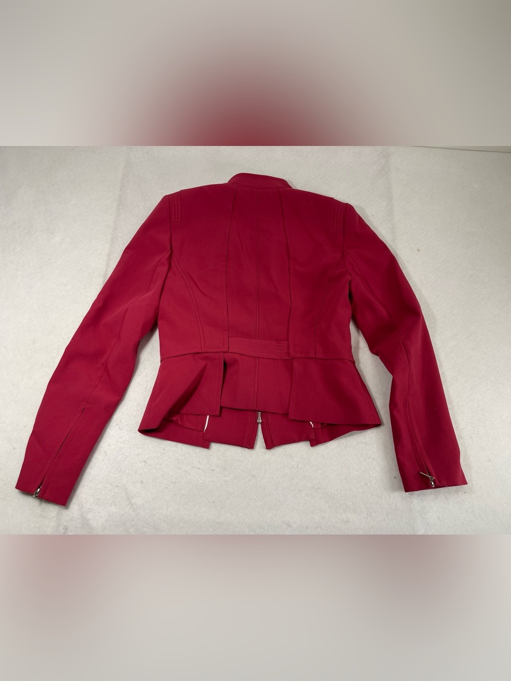 White House Black Market Pink Fuchsia Moto Blazer Jacket Size 2 Zip Cuffs - Picture 7 of 7